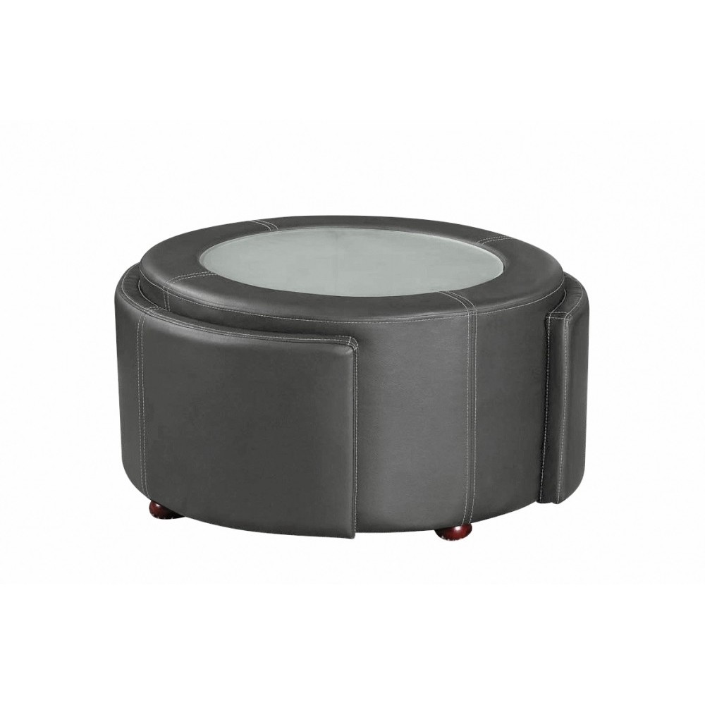 Table basse en cuir italien MARCY, gris foncé