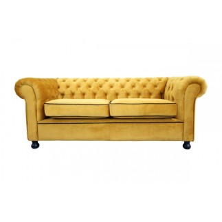 Canapé 2 places en tissu de qualité CHESTERFIELD, jaune or