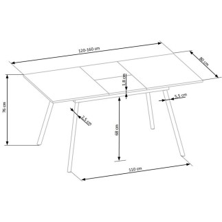 Table extensible ALBI 120x80 en chêne sonoma/noir