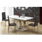 Table extensible GALA en 160 cm extensible à 200 cm, blanc et doré