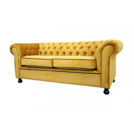 Canapé 2 places en tissu de qualité CHESTERFIELD, jaune or