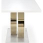Table extensible GALA en 160 cm extensible à 200 cm, blanc et doré
