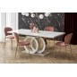 Table extensible GALA en 160 cm extensible à 200 cm, blanc et doré