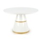Table ronde VEGO blanc laqué et doré, de diamètre 120 cm