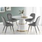 Table ronde VEGO blanc laqué et doré, de diamètre 120 cm