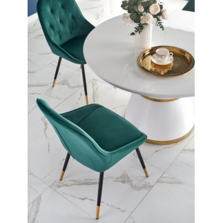 Table ronde VEGO blanc laqué et doré, de diamètre 120 cm
