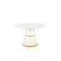 Table ronde VEGO blanc laqué et doré, de diamètre 120 cm