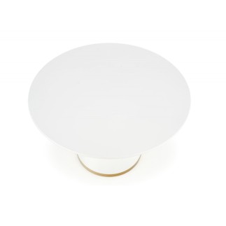 Table ronde VEGO blanc laqué et doré, de diamètre 120 cm