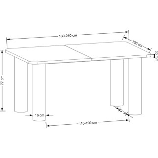Table extensible (160 à 240) rectangulaire en chêne naturel, ELEFI