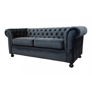 Canapé 2 places en tissu de qualité CHESTERFIELD, ardoise