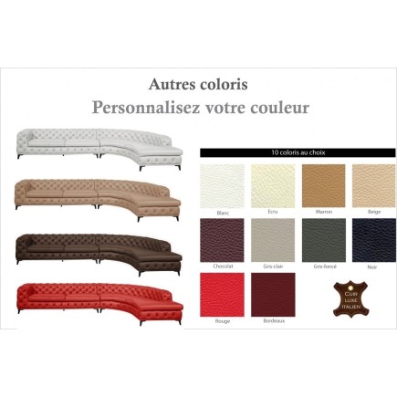 Canapé d'angle en 100% Tout Cuir italien 7 places PRESTIGO, couleur personnalisée, angle droit
