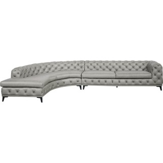Canapé d'angle en 100% Tout Cuir italien - 7 places PRESTIGO, gris, angle gauche
