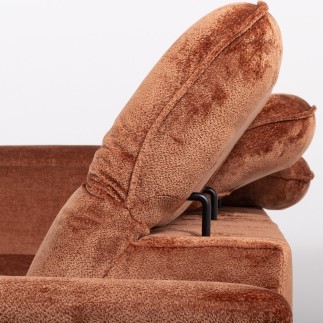 Canapé d'angle avec relax électrique tissu bouclette sensation velours