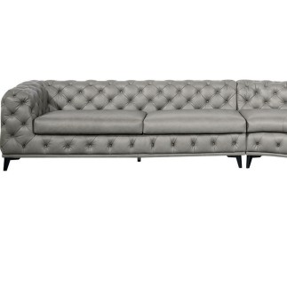 Canapé d'angle en 100% Tout Cuir italien 7 places PRESTIGO, gris, angle droit