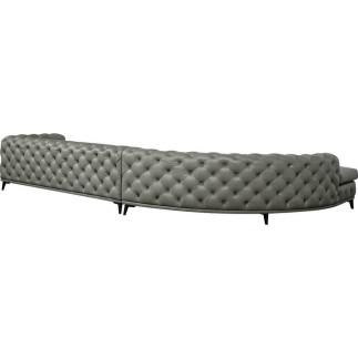 Canapé d'angle en 100% Tout Cuir italien - 7 places PRESTIGO, gris foncé, angle gauche