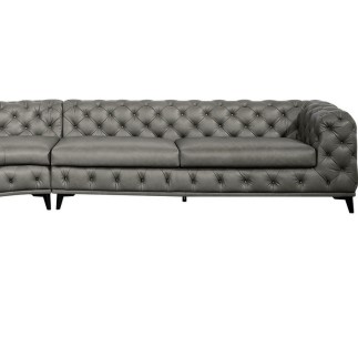 Canapé d'angle en 100% Tout Cuir italien - 7 places PRESTIGO, gris foncé, angle gauche