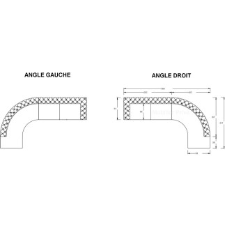 Canapé d'angle en 100% Tout Cuir italien - 7 places PRESTIGO, gris foncé, angle gauche