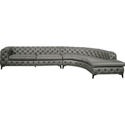 Canapé d'angle en 100% Tout Cuir italien 7 places PRESTIGO, gris foncé, angle droit