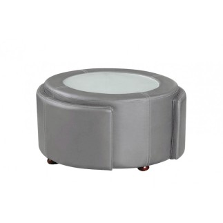 Table basse en cuir italien MARCY, gris clair