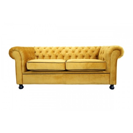 Canapé 3 places en tissu de qualité CHESTERFIELD, jaune or