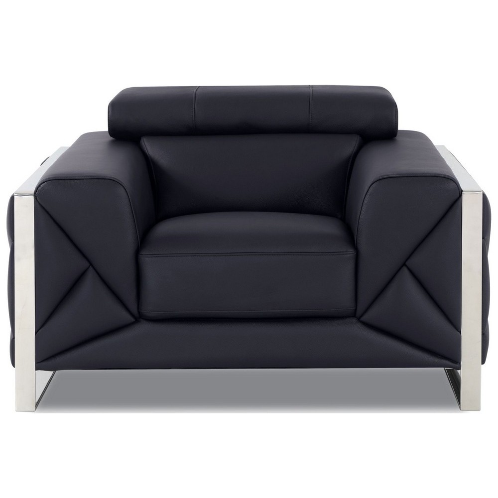 Fauteuil 1 place en cuir italien vachette DESIGNO noir