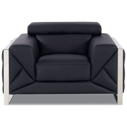 Fauteuil 1 place en cuir italien vachette DESIGNO noir
