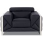Fauteuil 1 place en cuir italien vachette DESIGNO noir