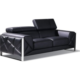 Canapé 2 places en cuir italien vachette DESIGNO noir