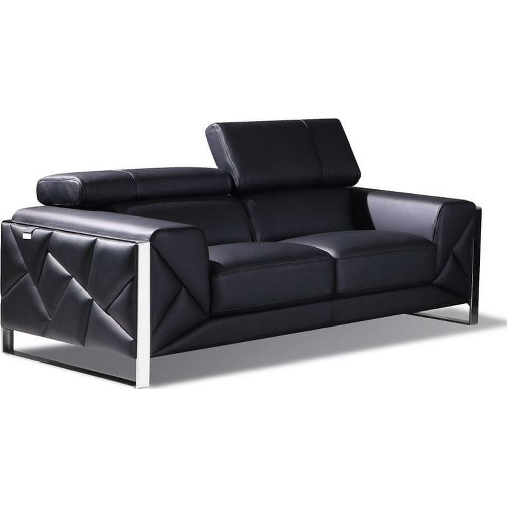 Canapé 2 places en cuir italien vachette DESIGNO noir