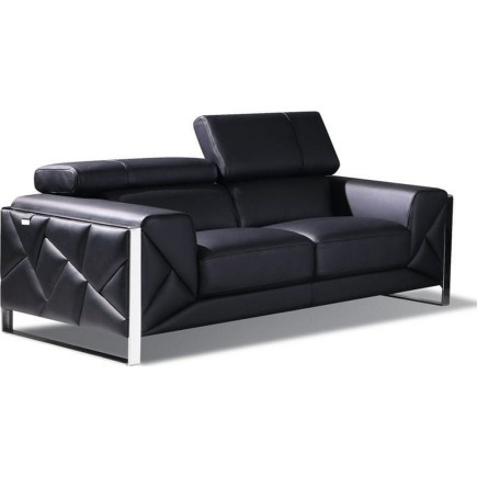 Canapé 2 places en cuir italien vachette DESIGNO noir