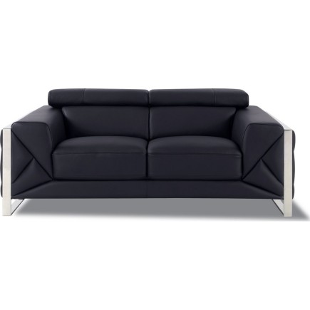 Canapé 2 places en cuir italien vachette DESIGNO noir