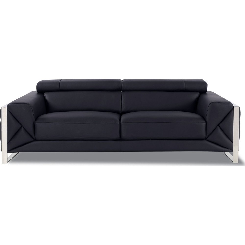 Canapé 3 places en cuir italien vachette DESIGNO noir