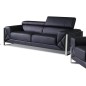 Canapé 3 places en cuir italien vachette DESIGNO noir