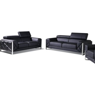 Canapé 3 places en cuir italien vachette DESIGNO noir