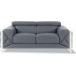 Canapé 2 places en cuir italien vachette DESIGNO gris foncé