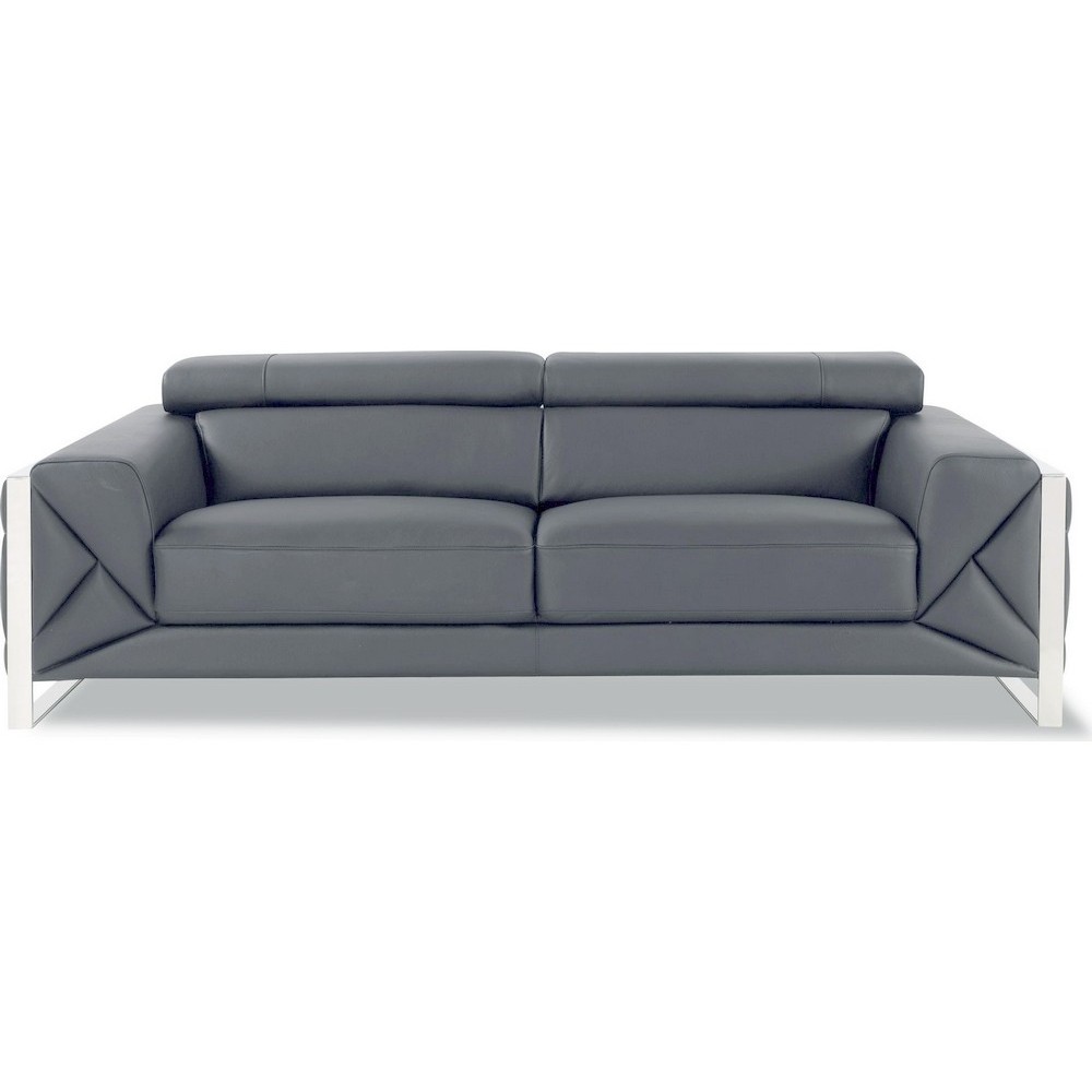 Canapé 3 places en cuir italien vachette DESIGNO gris foncé
