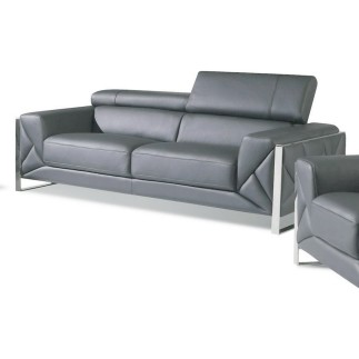 Canapé 3 places en cuir italien vachette DESIGNO gris foncé