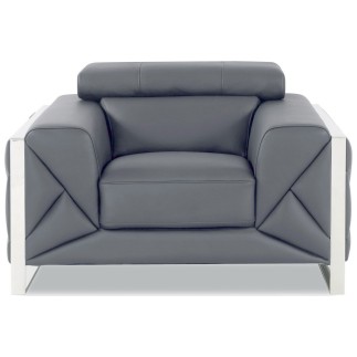 Fauteuil 1 place en cuir italien vachette DESIGNO gris foncé