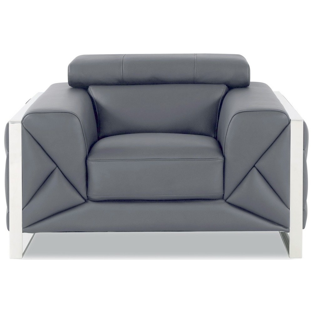Fauteuil 1 place en cuir italien vachette DESIGNO gris foncé