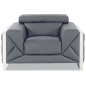 Fauteuil 1 place en cuir italien vachette DESIGNO gris foncé