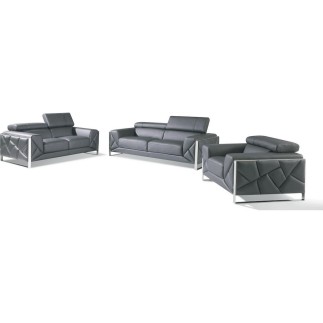 Fauteuil 1 place en cuir italien vachette DESIGNO gris foncé