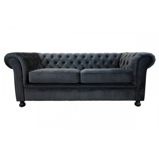 Canapé 3 places en tissu de qualité CHESTERFIELD, ardoise
