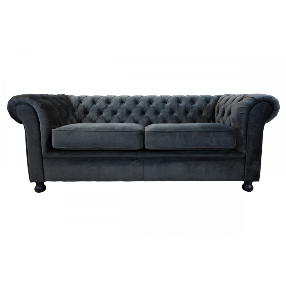 Canapé 3 places en tissu de qualité CHESTERFIELD, ardoise
