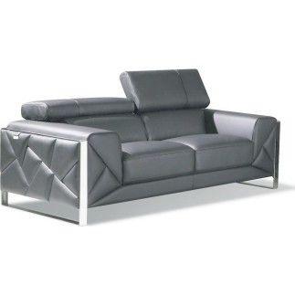 Ensemble canapé 3 places + 2 places en cuir italien vachette DESIGNO gris foncé