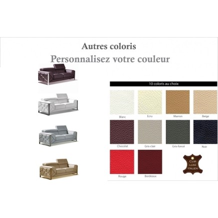 Canapé 2 places en cuir italien vachette DESIGNO couleur personnalisée