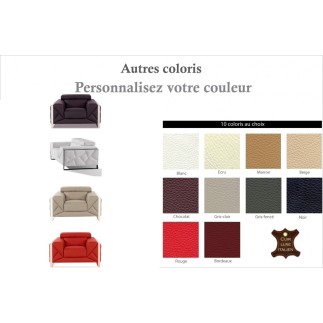 Fauteuil 1 place en cuir italien vachette DESIGNO couleur personnalisée
