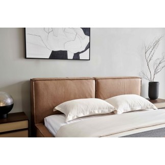 Lit design en curi de luxe BOLOGNA, avec sommier à lattes, marron, 160x200