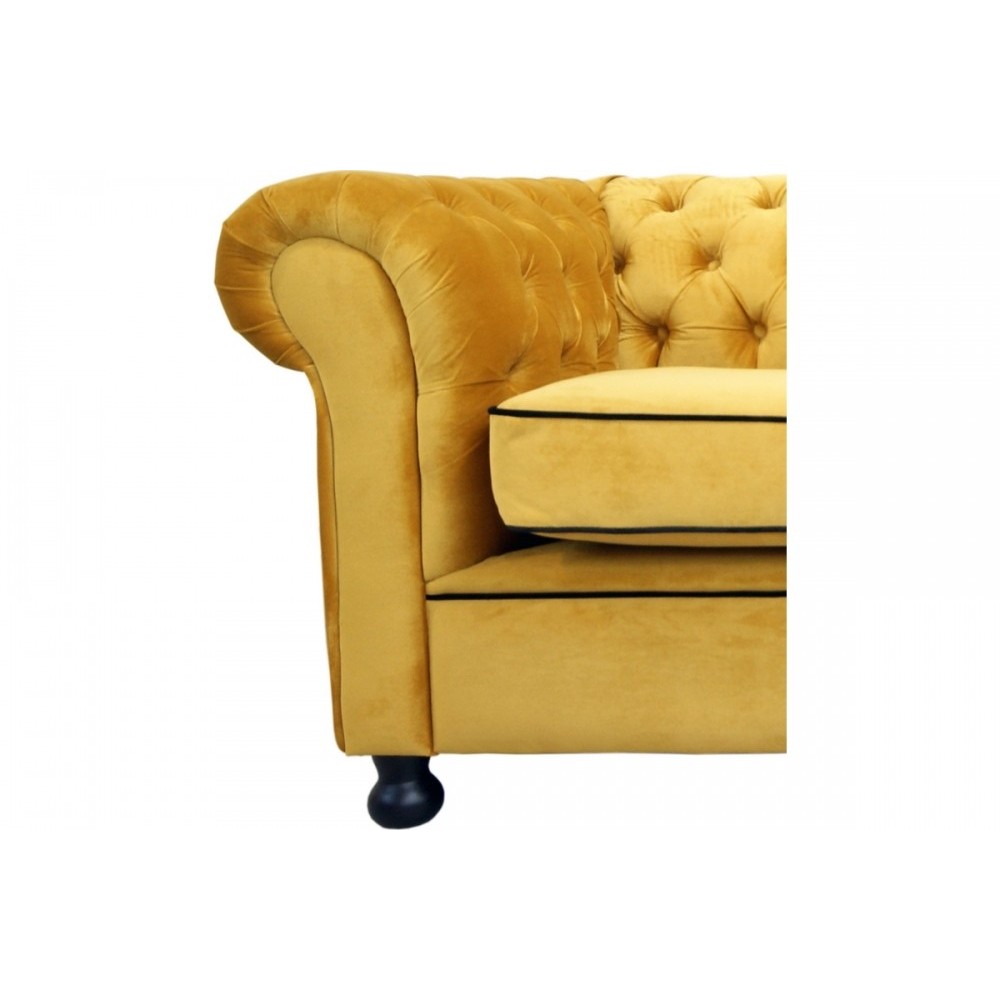 Fauteuil 1 place en tissu de qualité CHESTERFIELD, jaune or