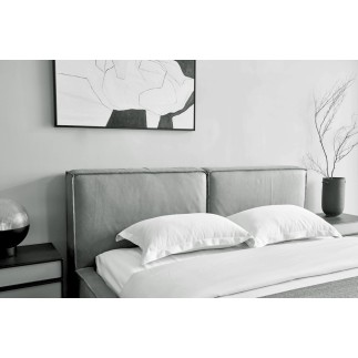 Lit design en cuir de luxe BOLOGNA, avec sommier à lattes, gris, 140x200