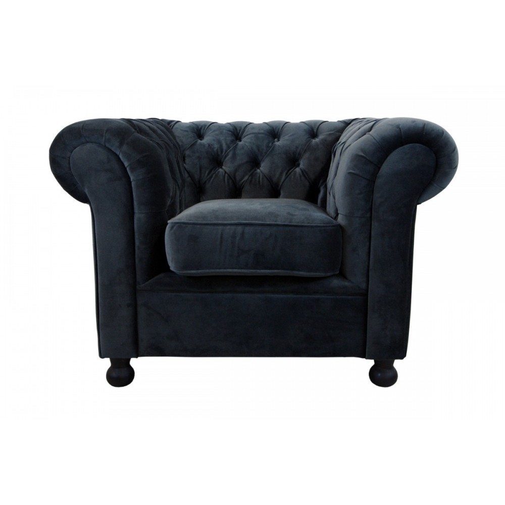 Fauteuil 1 place en tissu de qualité CHESTERFIELD, ardoise